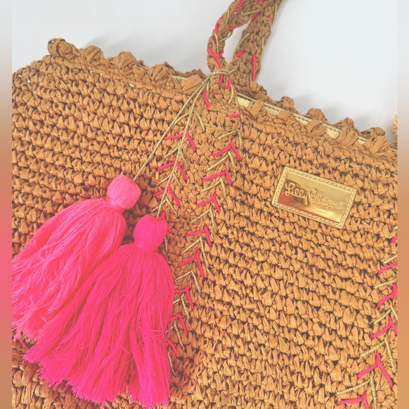 Lilly Pulitzer Beach Tote Bag Nosara Straw - Picture 4 of 8